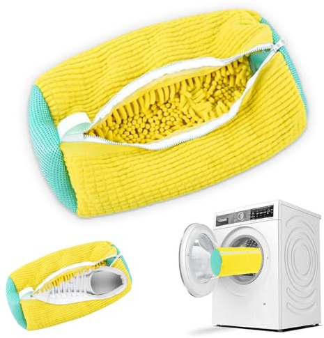 WYFDCZZP Sacchetto per Lavaggio Scarpe, Borsa con Rete e Cerniera, Protegge Le Scarpe dai Danni (Giallo 1pcs)