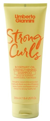 Umberto Giannini Strong Curls Rosemary Oil Strengthening Shampoo for Curly, Coily, Wavy Hair - Includes Biotin + Peppermint - Sulphate Free + Vegan