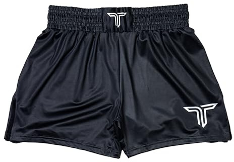 Takedown Boy's MMA Fight Shorts - Durable No-Pocket Kids Training Shorts for Jiu Jitsu, BJJ, & Wrestling (Black, Large)