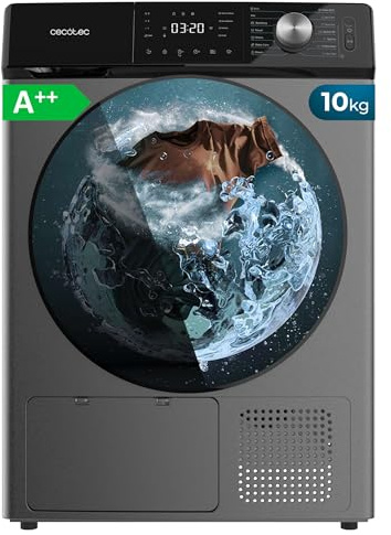 Cecotec Wäschetrockner Wärmepumpe 10 kg Bolero Dresscode Dry 10355 Steel. Äquivalente Klasse A++, 14 Programme, 4 Trockenstufen, Funktionen Stop&Go, Delay Start, KidLock und DiamondCare, Edelstahl