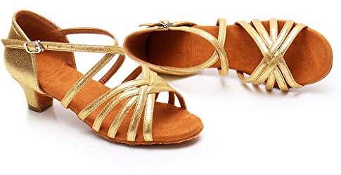 2026 Mujeres Mujeres Baja Princesa Baile Salón de Baile Tango Zapatos Latinos Sandalias Zapatos Negros Mujer Elegante Tacón, dorado, 39 EU
