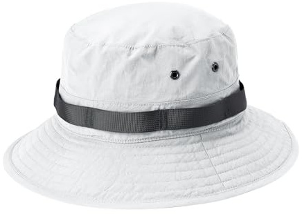 Amazon Essentials Men's Washed Nylon Outdoor Wide Brim Sun Bucket Hat, White, Large-X-Large