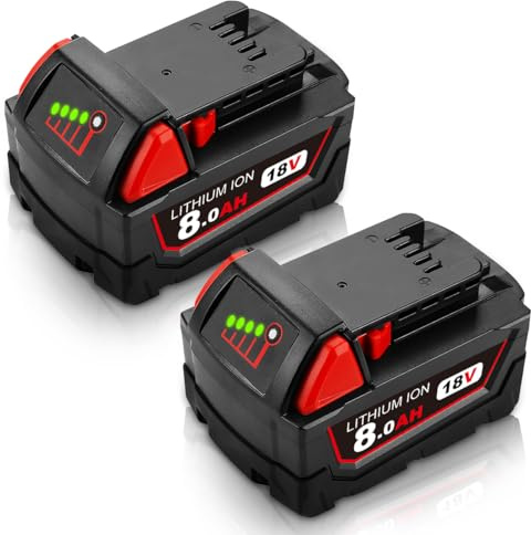 DASNITE 8,0Ah Ersatzakku für Milwaukee M-18 akku, kompatibel mit Milwaukee Akku 18V Li-ion M-18 M-18B 48-11-1850 48-11-1852 48-11-1820 48-11-1860 48-11-1828 48-11-1815, 2Stück