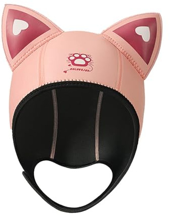kesurpae Cuffia da Sub con Orecchie di Gatto, Realizzata in Neoprene da 3 mm, Impermeabile e Comoda, per Bambini e Donne, per Snorkeling, Kayak, e Canoa, Sport