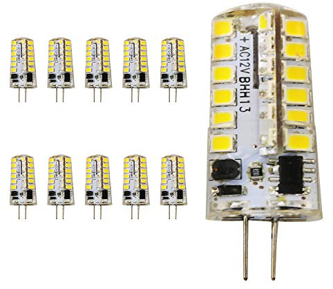Mengjay® 10x G4 48-SMD 2835 LED Light Bulb Lamps 4 Watt AC/DC 12V Non-dimmable Equivalent to 40W Halogen Track Bulb LED Bulbs Plastic Lamps,320Lumens, 3000K,Warm White