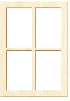 Ventana de madera rectangular – Modelo de construcción – Selección de tamaño, tamaño: 140 x 98 mm, ventana: modelo 3