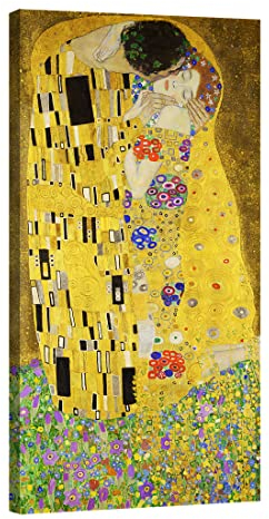 canvashop Quadri moderni Klimt il bacio 60X30 cm Stampe da parete Quadro verticale su tela canvas soggiorno