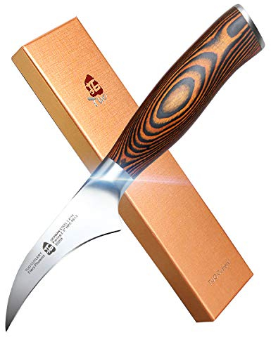 TUO Spelucchino Becco D'uccello Coltello per Sbucciare la Frutta 6.35cm Coltello da Cucina Acciaio Inossidabile Tedesco con Impugnatura Ergonomica-Fiery Phoenix Series