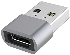 PremiumCord Adaptateur USB-C sur USB 2.0 A, Socket Plug-in, 480 Mbit/s, Aluminium, Couleur: Gris de l'espace