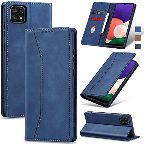 Jasonyu Case for Samsung Galaxy A22 5G Leather Wallet Flip Cover with Card Holder,Kickstand, Magnetic Closure,TPU Shockproof Phone Case Compatible with Samsung A22 5G (Blue)