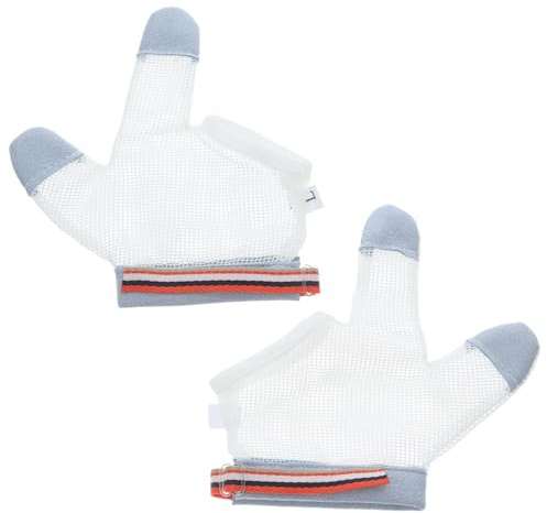 TOYANDONA Baby Teething Gloves Half-Finger Kids Gloves with Adjustable Cuff Rope Breathable Quick-Dry Nylon Anti Thumb Sucking Stop for Children Finger Protection for Writing and Play