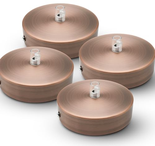 DOJA Barcelona | Deckenlampen Baldachin | Bronze | 4 Stück Packung | Lampenbaldachin 100x25mm | Deckenrosette | Metall Deckenbaldachin | Deckenlampen Zubehör, Schlafzimmerdekoration, Kabelabdeckung