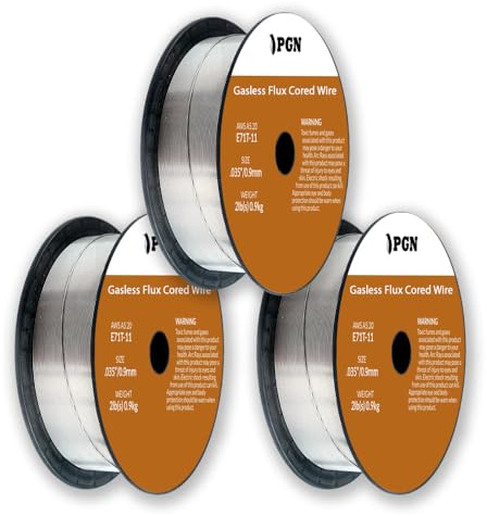 (3 Pack) PGN Flux Core Wire .035 - E71T-11 .035 Inch, 2 Pound Spool - Gasless Mild Steel Welding Wire with Low Splatter - For All Position Arc Welding