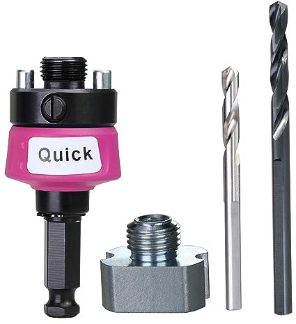 WOWSUPM Mandril de cambio rápido, vástago de 7/16 pulgadas, mandril grande, ajuste resistente, cortador de sierra de corona con brocas de centrado