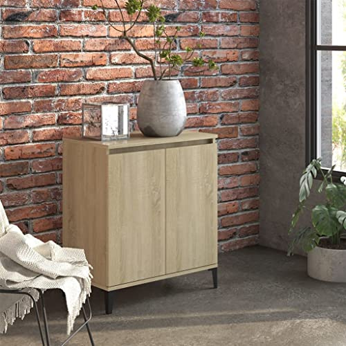 Tino Tech Aparador con puerta, 60 x 35 x 70 cm, mueble de dormitorio y salón, armario de almacenamiento multiusos, material de madera y metal, roble sonoma
