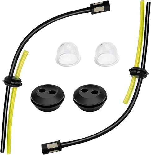 Lot de 2 filtres à essence universels - Tuyau de carburant - Joint de tuyau de carburant - Ampoule d'amorçage - Joint en caoutchouc - Pour tondeuse à gazon, ventilateur, coupe-bordure, coupe-bordure