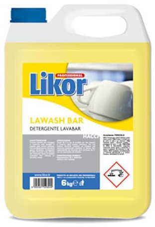 Detergente lavastoviglie pH 14 tanica 6 kg LAWASH MATIC LIKOR, detergente professionale per stoviglie di bar, hotel e tutto il circuito di ristorazione