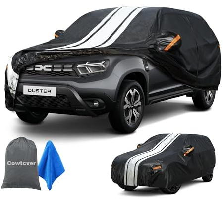 Cowtcver Housse de Voiture Extérieur pour 2010-2024 Renault Duster, Bâche Voiture Étanche Respirante Contre Pluie Soleil Poussière, Housse de Protection Voiture avec Zip et Doublure en Coton.