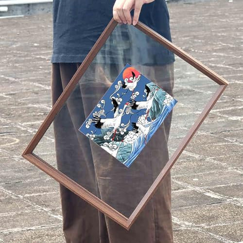 Machtiging Cornice Portafoto Trasparente Bifacciale in Legno,Cornice Trasparente Fronte Retro,A Prova di umidità,Utilizzare per Foto Opere d'Arte Foglie Secche Certificati Display Desktop