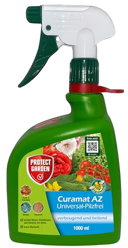 PROTECT GARDEN Curamat AZ Universal Pilzfrei gegen Pilzkrankheiten mit vorbeugender und heilender Wirkung an Rosen, Zierpflanzen und Gemüse, 1 Liter Sprühflasche
