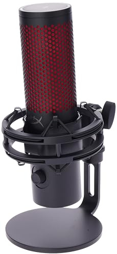 HyperX QuadCast 2 – USB-mikrofon för spel, streaming och podcasting, med inbyggda kontroller, LED-belysning, avtagbart stötfäste, PC, Mac, PS5, PS4, USB-C – svart