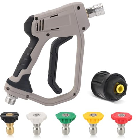 4000 PSI Hochdruckreiniger Pistole, Yuirshion 5 Düsen Schnellanschluss Autowaschpistole, mit M22 Schnittstelle, kompatibler für Karcher K1-K7 Adapter, Autowasch-Pistolen-Set für Autoreinigungsgerät
