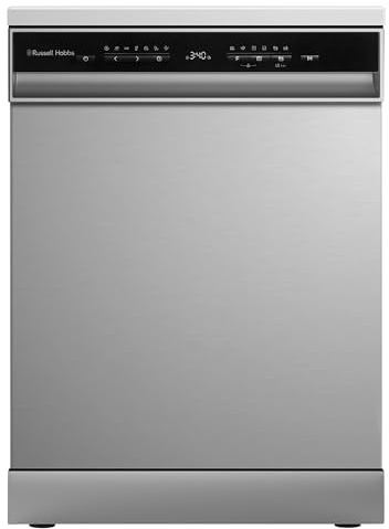 Russell Hobbs Freestanding Dishwasher, Class C, 14 Place Settings, 8 Wash Programs, 24-Hour Delay Start, Auto Door Open, Height Adjustable Basket and Flexible Cutlery Tray, RH60DW10C1SS