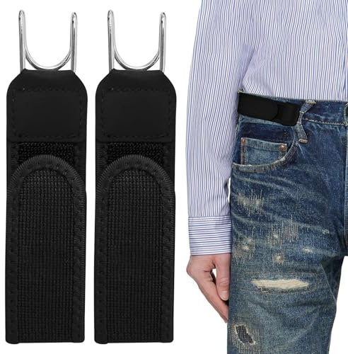CYUXING Cinturón elástico con gancho para herramientas, 2 unidades, con accesorios de metal, para hombre, sin hebilla, para exteriores
