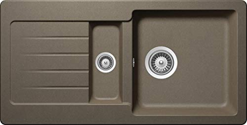 SCHOCK Évier de cuisine, 86 x 43,5 cm, en granit, de type Typos D-150S, asphalte, avec 1 bac ½ à partir de 60 cm de largeur sous meuble