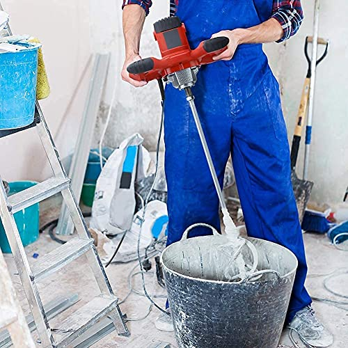 1500W Taladro Mezclador de Mortero Eléctrico,Batidor de Pintura y Cemento Portátil,con Una Varilla Mezcladora para Mezclar Concreto Barro,6 Velocidades Ajustables