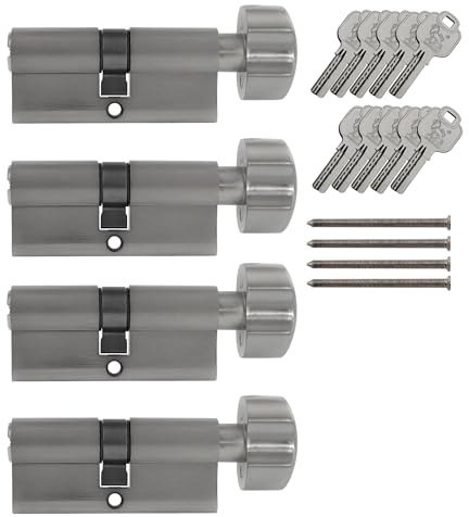 4 x knoppcylinder liklåsande 60 mm 30/30 KD inkl. 10 vändnyckel
