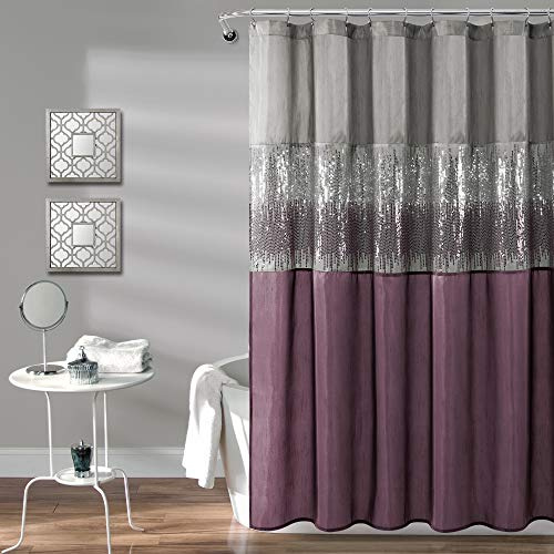 Lush Decor Night Sky Shower Curtain, Polyester, Gray & Purple, 72 W x 72 L (Pack of 1)