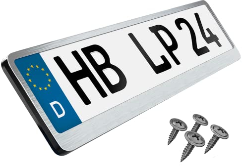 L&P Premium Kennzeichenhalter Auto Nummernschildhalter Edelstahl INOX V2A Kennzeichenverstärker Kennzeichenhalterung Nummernschildhalterung Verstärker Kennzeichen Nummernschild (Edelstahl gebürstet)