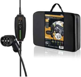OSRAM BATTERYcharge 7PIN | PORTABLE, mobil laddkabel för elbilar typ 2 Schuko, kompatibel med fordon som har en typ 1-anslutning, tack vare IEC TR 60083 Schuko-plugg som är lämplig för 230V-uttag