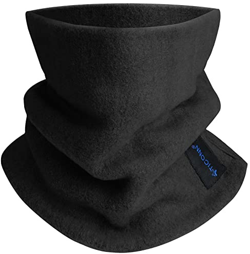 TICONN Neck Gaiter Face Cover Scarf, Neck Warmer Breathable Sun & Wind-proof for Skiing Fishing Hiking Cycling (Fleece, Midnight Black)