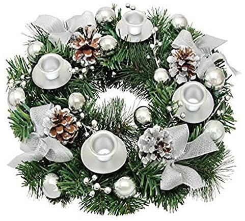 Portacandele Per Corona Dell Avvento, Ghirlanda Natalizia Dell Avvento, Porta Candele Da Tavolo Natale, Portacandele Natalizio, Decorazioni Natalizie Per La Casa, Addobbi Natalizi Camino (Argento)
