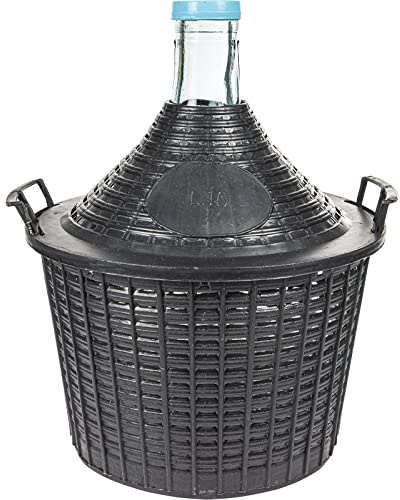 Demijohn Carboy en verre dans un panier de rangement en plastique pour fabrication de vin, fermenteur de ballon à col étroit (10 L à col étroit)