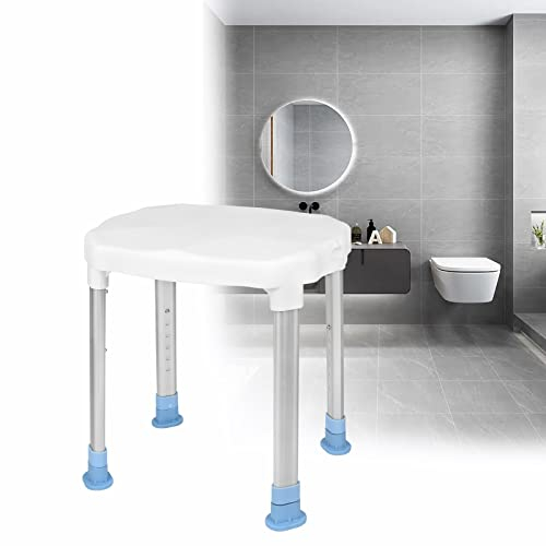 VA-Cerulean Duschhocker Aluminium Höhenverstellbar Duschstuhl Badhocker Duschstuhl Duschhilfe Badewannensitz Anti Rutsch Duschsitz Badsitz Duschhocker, Weiß
