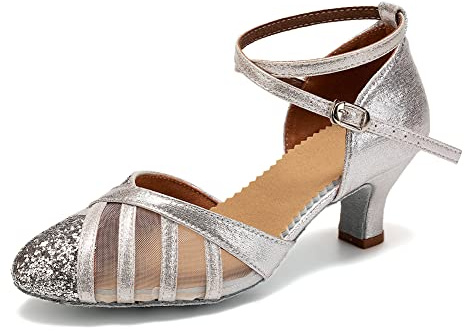 TINRYMX Zapatos de Baile Latino Mujer Punta Cerrada Tango Baile de salón Salsa Bachata Zapatos de Baile,38EU