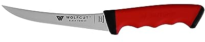 Wolfcut Coltello da disossamento curvo, 13 cm, impugnatura morbida antiscivolo, qualità professionale per macellai, macellai e macellai