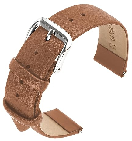 Cobee Leder-Uhrenarmbänder, weiches Kalbsleder Uhrenarmband, Schnellverschluss Leder-Ersatzarmband für Männer und Frauen, Universal-Uhren-Armband, Edelstahl Verschluss Schnalle(Hellbraun,18mm)