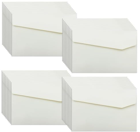 WYAN 40 piezas Sobre kraft,Sobre sin ventana,plegables para Regalos de Fiesta, Bodas, Cumpleaños o Navidades.(16.5 * 11.5cm,blanco roto,Tarjetas y Pegamento no Incluidos)