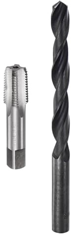 sourcing map Tap and Drill Bit Set, 1/4-18 NPT Thread Tap & 7/16 Black Oxide Twist Drill Bit, Straight Flute Tap Tapping Threading Repair Tool Kit