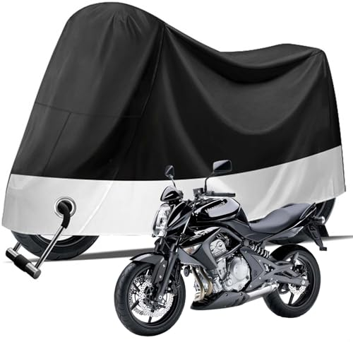 Housse de Moto, Housse de Protection pour Moto 190T Polyester, Bache Moto Exterieur Etanche avec Trous de Serrure, Résistant au Froid et intempéries Protège de la Poussière, UV, 230 * 90 * 125CM