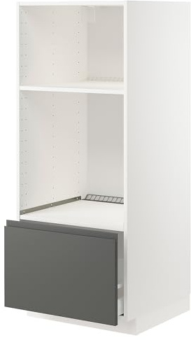 ProTuning METOD/MAXIMERA high cab for oven/micro w drawer, 60x60x140 cm, white/Voxtorp dark grey