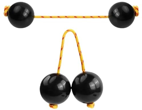 2 Pairs of African Shaker Rhythm Balls String Instrument Egg Shaker, African Instrument Rhythm Ball Music Shakers Suitable for Parties Stage Performances Concerts Weddings Black