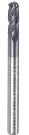 sourcing map Ball Nose End Mill CNC Router Bit, 1/16 Radius 1/8 Shank Solid Carbide AlTiN Coated Upcut Spiral 4 Flutes Cutter Milling Tool, 1/8 Dia 1-1/2 Total Length