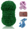 LEREATI Faux Fur Yarn for Crochet 100g/Skein 60m Eyelash Yarn Soft Chunky Fuzzy Yarn for Crocheting and Knitting, Fluffy Yarn for DIY Bag, Hats, Blankets, Furry Object (Grass Green)