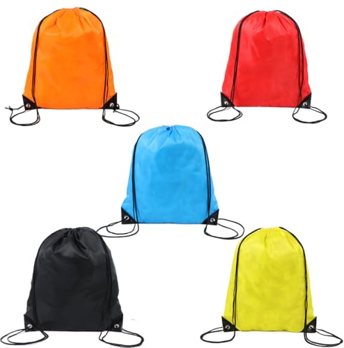 AWOXIHJ 5 Pezzi Zaino Coulisse, Colori Sacche Sportive 43 x 34 cm Borsa Morbida Borse da Palestra Portaoggetti per Scuola e Viaggiare Nuoto