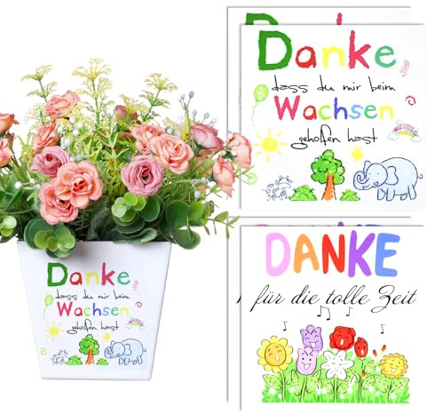 FINEASY 4 stycken klistermärken för blomkrukan, presentklistermärken tack, klistermärken tack för att du hjälpte mig att växa, UV DTF transfer Sticker – lärare present, tack för dagis